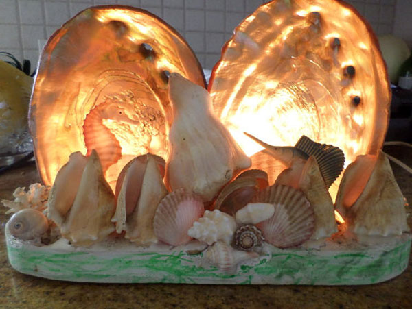 Vintage Abalone Shell Lamps