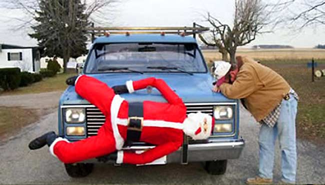 santa hit by a car