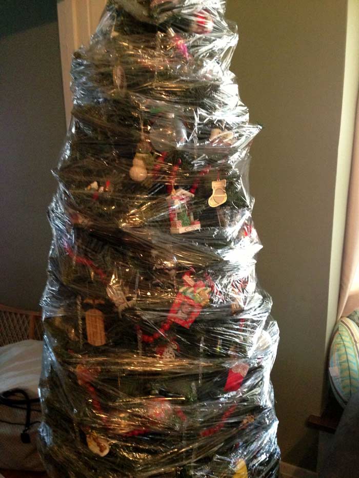 saran wrap christmas tree